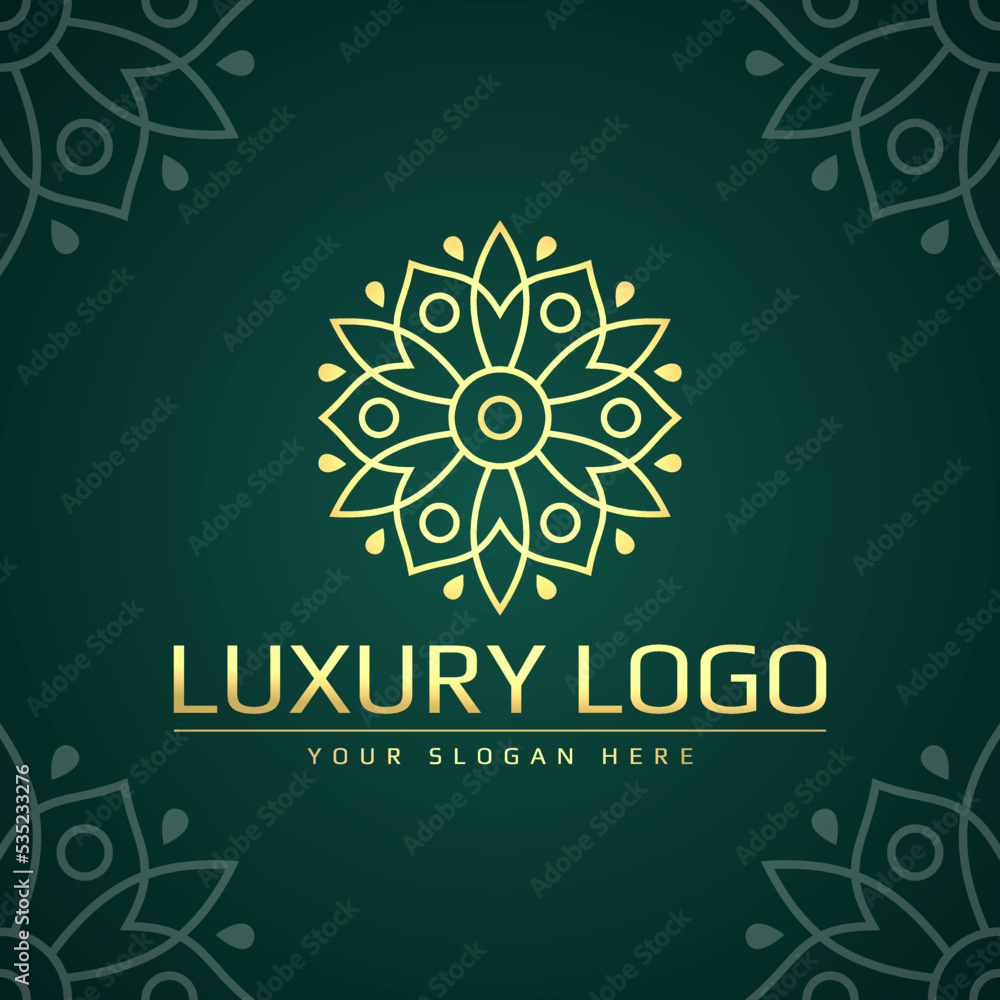 Luxury floral ornament logo emblem. For clothing, beauty, cosmetic, fashion brand Luxury floral ornament logo emblem. For clothing, beauty, cosmetic, fashion brand