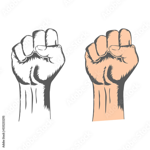 Raised fist strong hand vector illustration