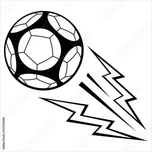 Art illustration design concept symbol football icon the ball of soccer when flying in the air with effect wind