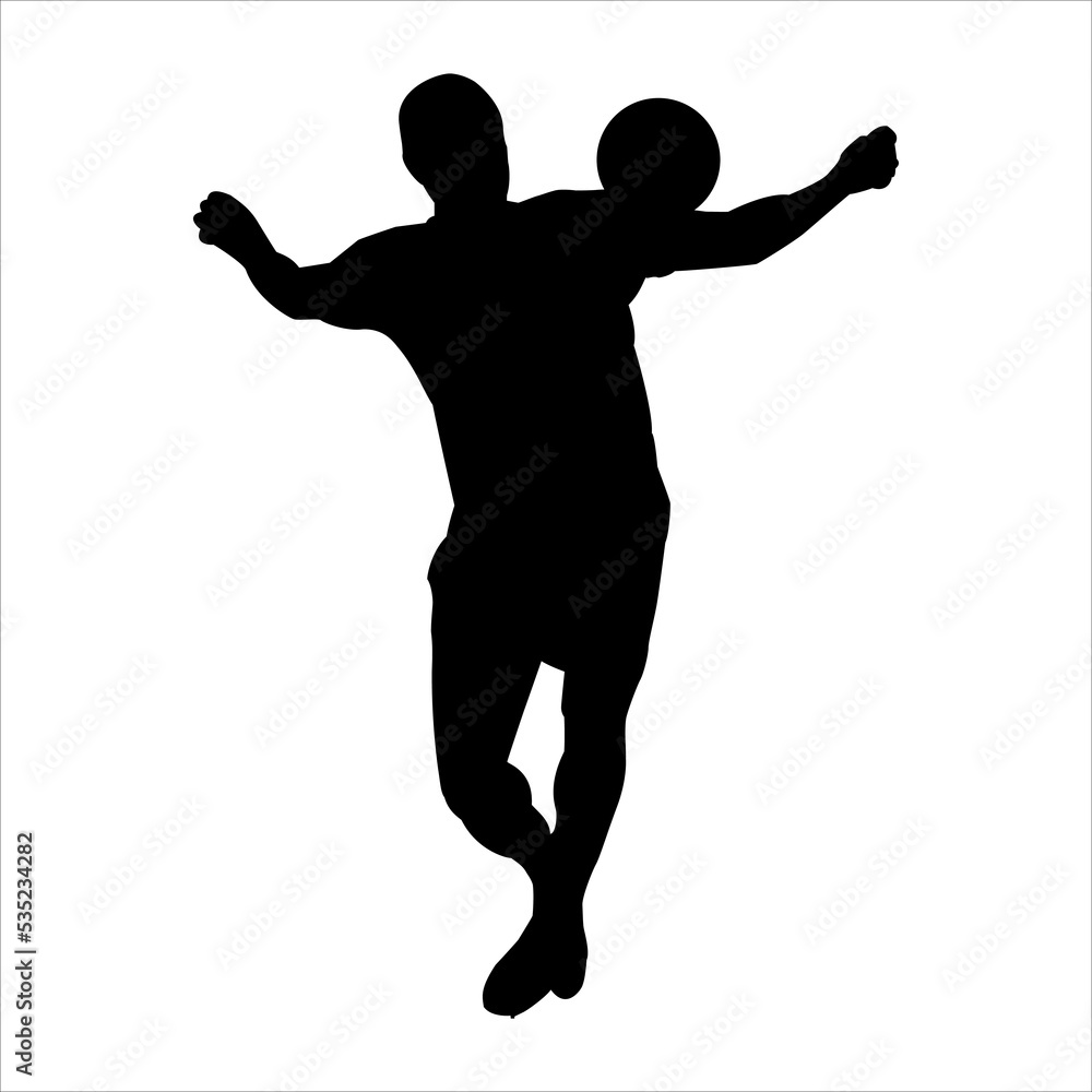 Art illustration design concept symbol soccer player football silhouette when show skill the ball