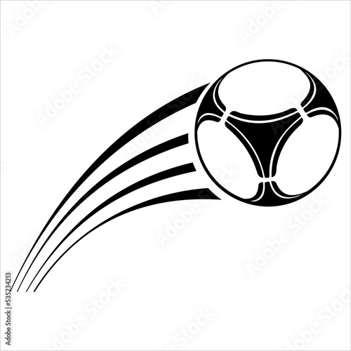 Art illustration design concept symbol football icon the ball of soccer when flying in the air with effect wind