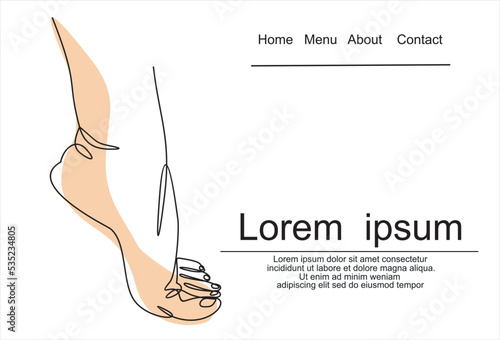 Perfect clean female feet .continuous line drawing
