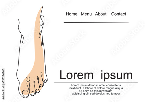 Perfect clean female feet .continuous line drawing