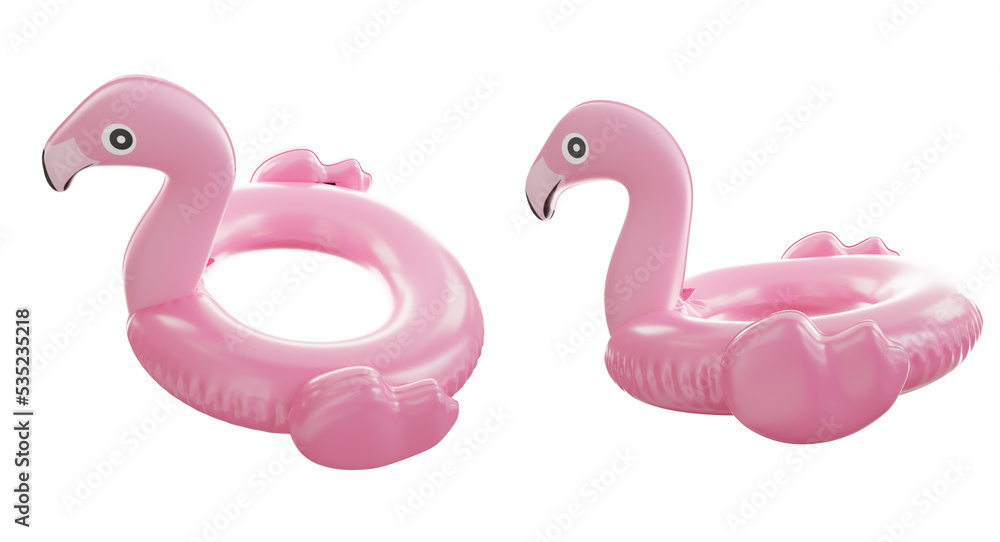 two 3d pink flamingos set summer beach decoration isolated two 3d pink flamingos set summer beach decoration isolated