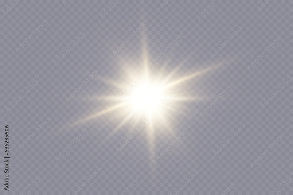 © kulinskaia - Golden light vectors.Bright gold star.Light flash.Gold glitter.