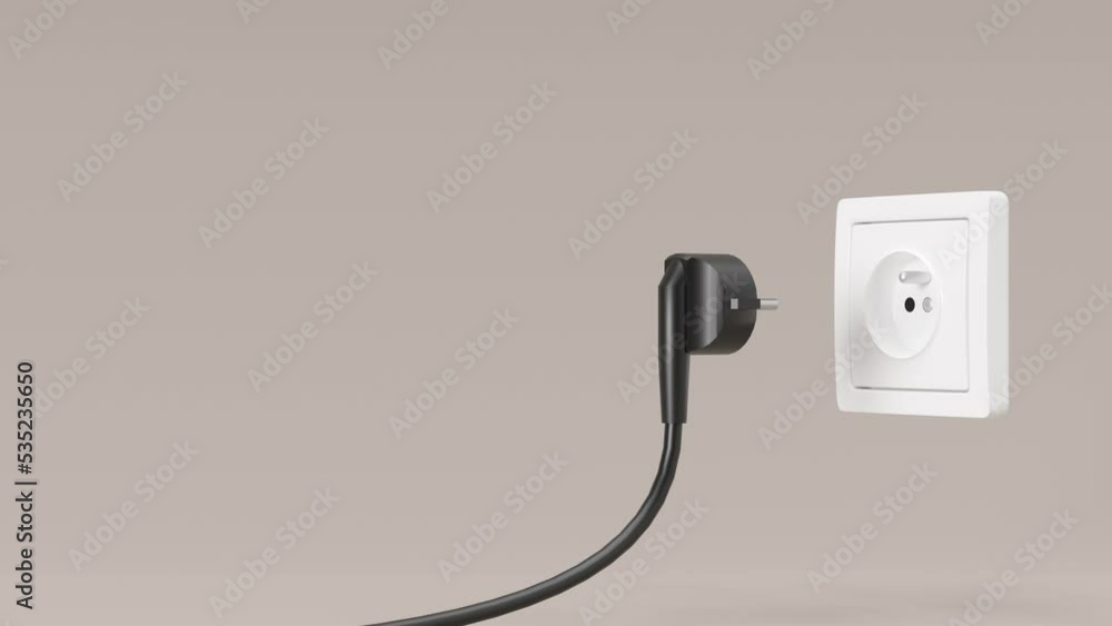 Cable is pulled out of white electric socket. Close up view. Save electricity, electricity is getting more expensive. Energy crisis, energy price. Copy space for your text. 3d rendering. Cable is pulled out of white electric socket. Close up view. Save electricity, electricity is getting more expensive. Energy crisis, energy price. Copy space for your text. 3d rendering.