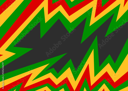 Abstract background with gradient and colorful sharp zigzag line pattern and with Jamaican color theme