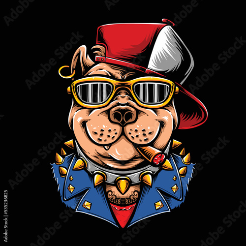 gangster dog character vector illustration