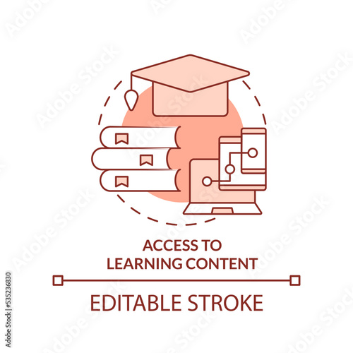 Access to learning content terracotta concept icon. Issue in corporate training abstract idea thin line illustration. Isolated outline drawing. Editable stroke. Arial, Myriad Pro-Bold fonts used