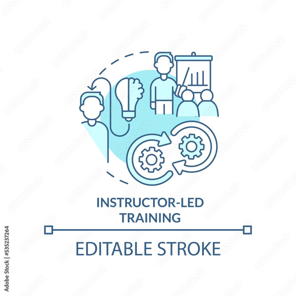 Instructorled training turquoise concept icon. How to organize