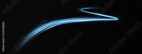 Luxury blue wave with glitter. Magic sparkle dust on transparent background. Blue sparkling light trail.