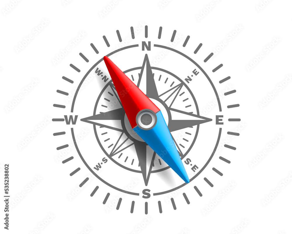 Compass on a white background, arrow navigation. Vector