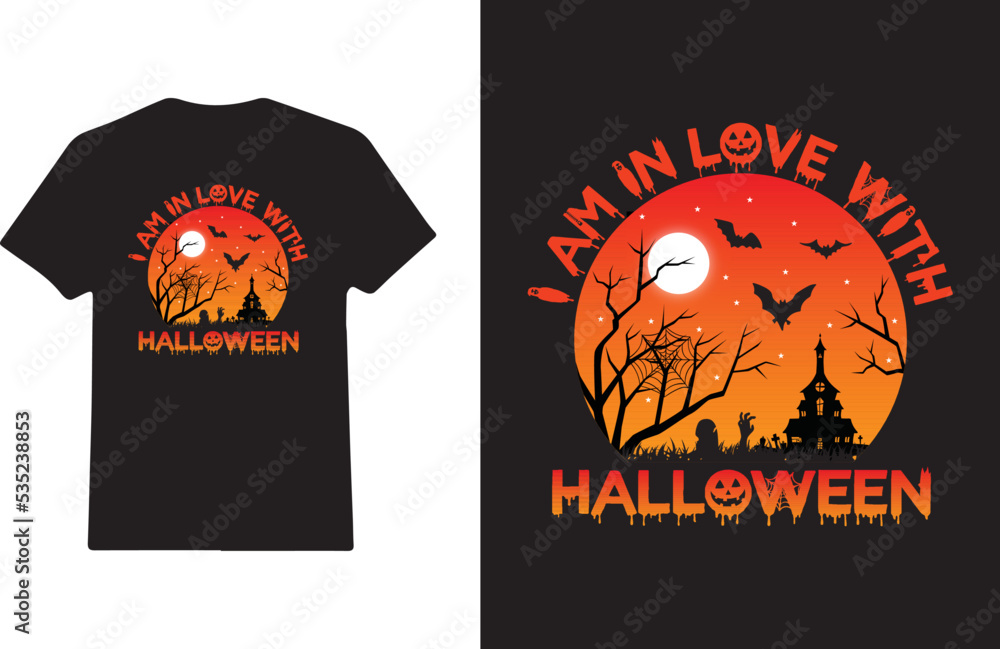 Happy Halloween scary night pumpkin face t-shirt design