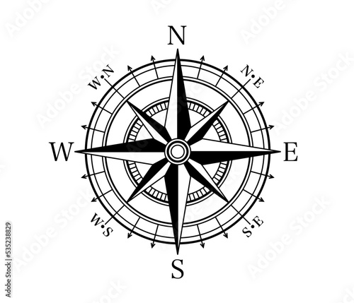 Compass on a white background, arrow navigation. Vector