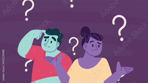 couple with doubts characters animation