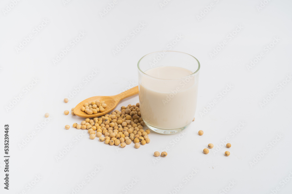 Health Benefits of Soy Milk,Soy milk in glass and soya bean isolated on white background Health Benefits of Soy Milk,Soy milk in glass and soya bean isolated on white background