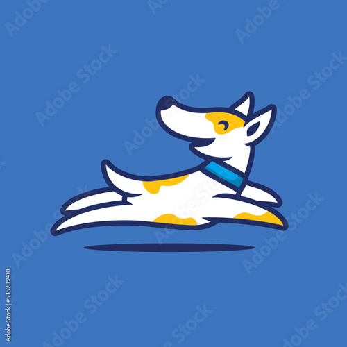 Dog running cartoon mascot logo, flat design style