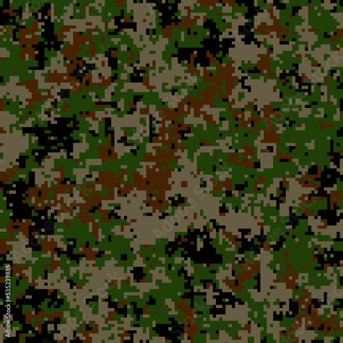 Pixel camouflage for a soldier army uniform. Modern camo fabric design. Digital military vector background.