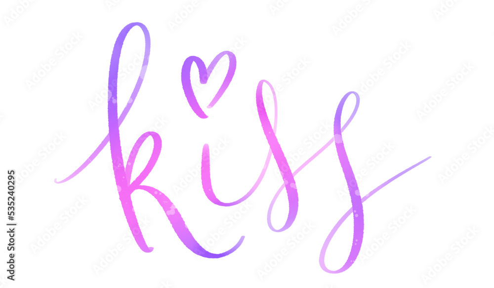 Obraz premium KISS colorful brush lettering on transparent background