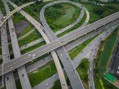 Interchange city transport junction road with car movement