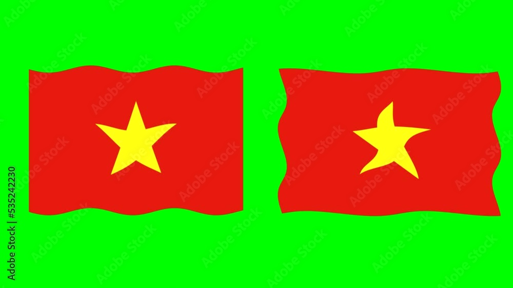 Wavy Vietnam flag motion graphics with green screen background