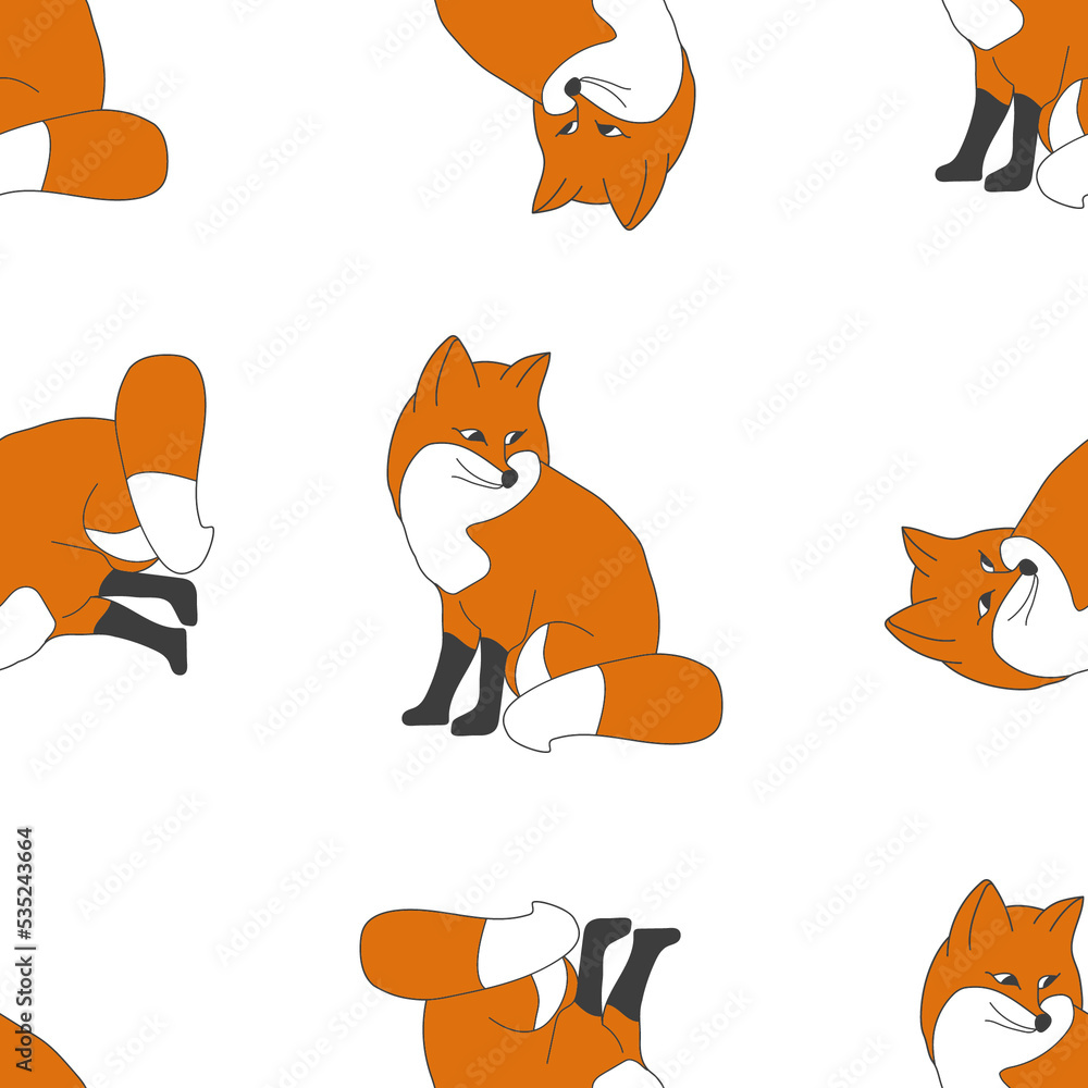 Obraz premium Seamless pattern with cute foxes