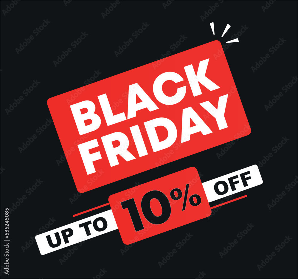 10% off. Vector Black Friday sales. Price discount ad illustration. Campaign for stores, retail. Social media, poster