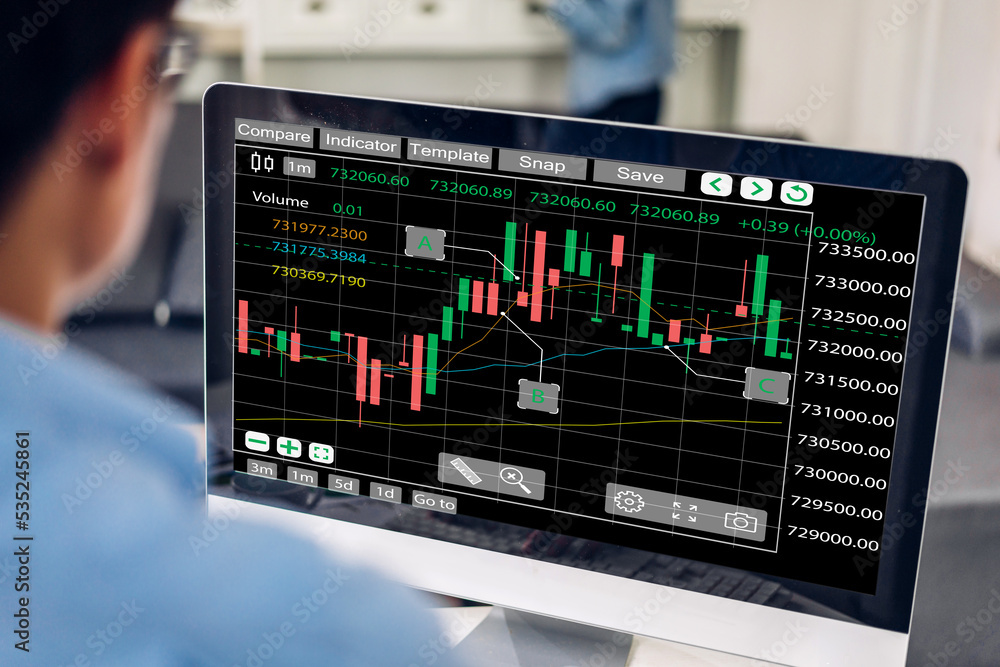 Successful of business man trader investor man use technology laptop trading graph of block chain stock market cryptocurrency investment selling and buy with price chart data graph Successful of business man trader investor man use technology laptop trading graph of block chain stock market cryptocurrency investment selling and buy with price chart data graph