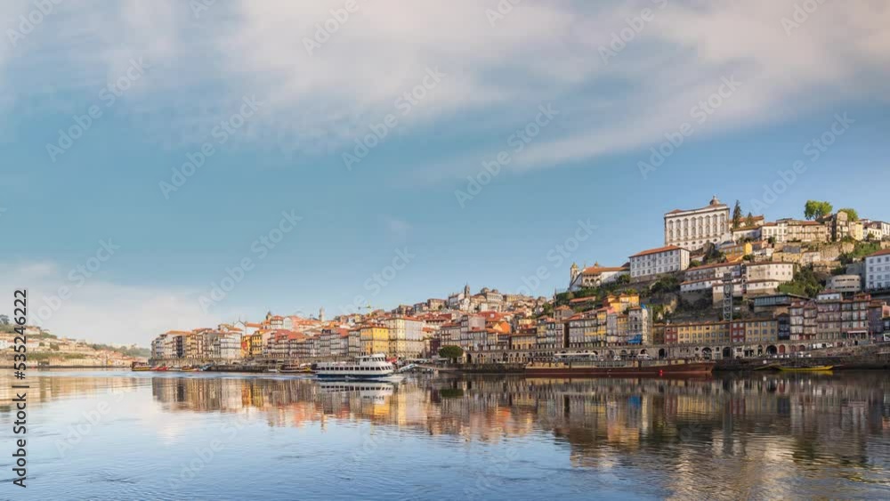 Porto Portugal time lapse 4K, city skyline timelapse at Porto Ribeira and Douro River Porto Portugal time lapse 4K, city skyline timelapse at Porto Ribeira and Douro River