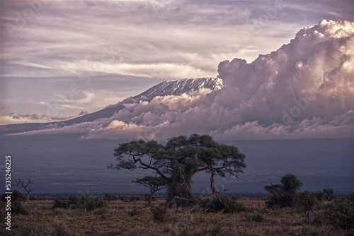 Clouds cover Mount Kilimanjaro