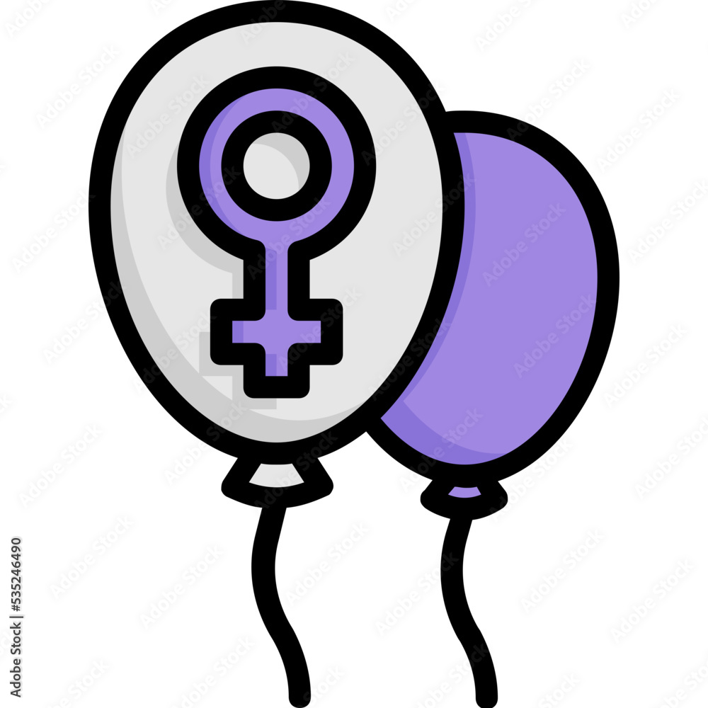 Balloon and female symbol icon Balloon and female symbol icon