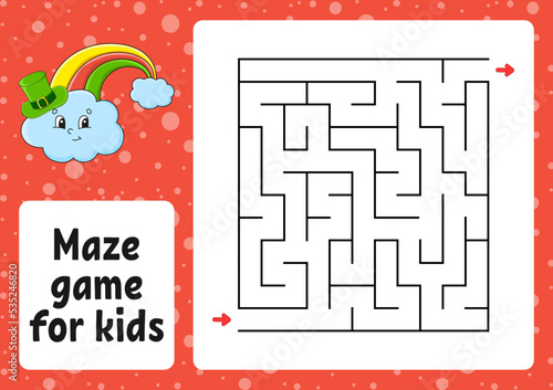 Maze game for kids. Funny labyrinth. Activity worksheet. Puzzle for children. cartoon style. Logical conundrum. Vector illustration.