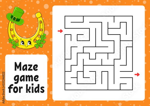 Maze game for kids. Funny labyrinth. Activity worksheet. Puzzle for children. cartoon style. Logical conundrum. Vector illustration.