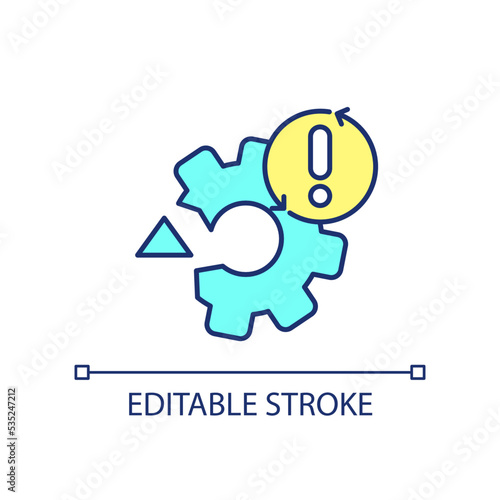 Operational disruption RGB color icon. Identifying issues in system work. Supply chain interruptions. Isolated vector illustration. Simple filled line drawing. Editable stroke. Arial font used