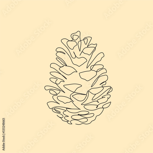 cone pine vector line art