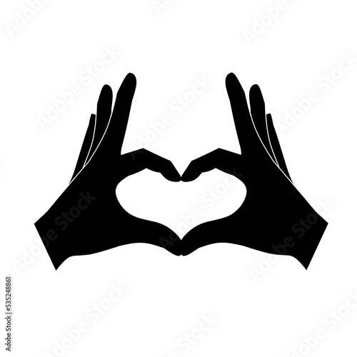 Vector illustration of hand made heart shape. Hand symbol. Isolated on a white background. Great for valentines day.