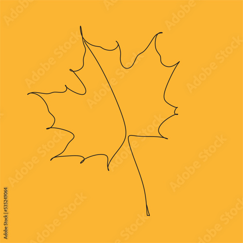 Obraz na płótnie Continuous one line of edible maple in silhouette. Minimal style autumn leaves. Perfect for cards, party invitations, posters, stickers, clothing. Black abstract icon. w salonie