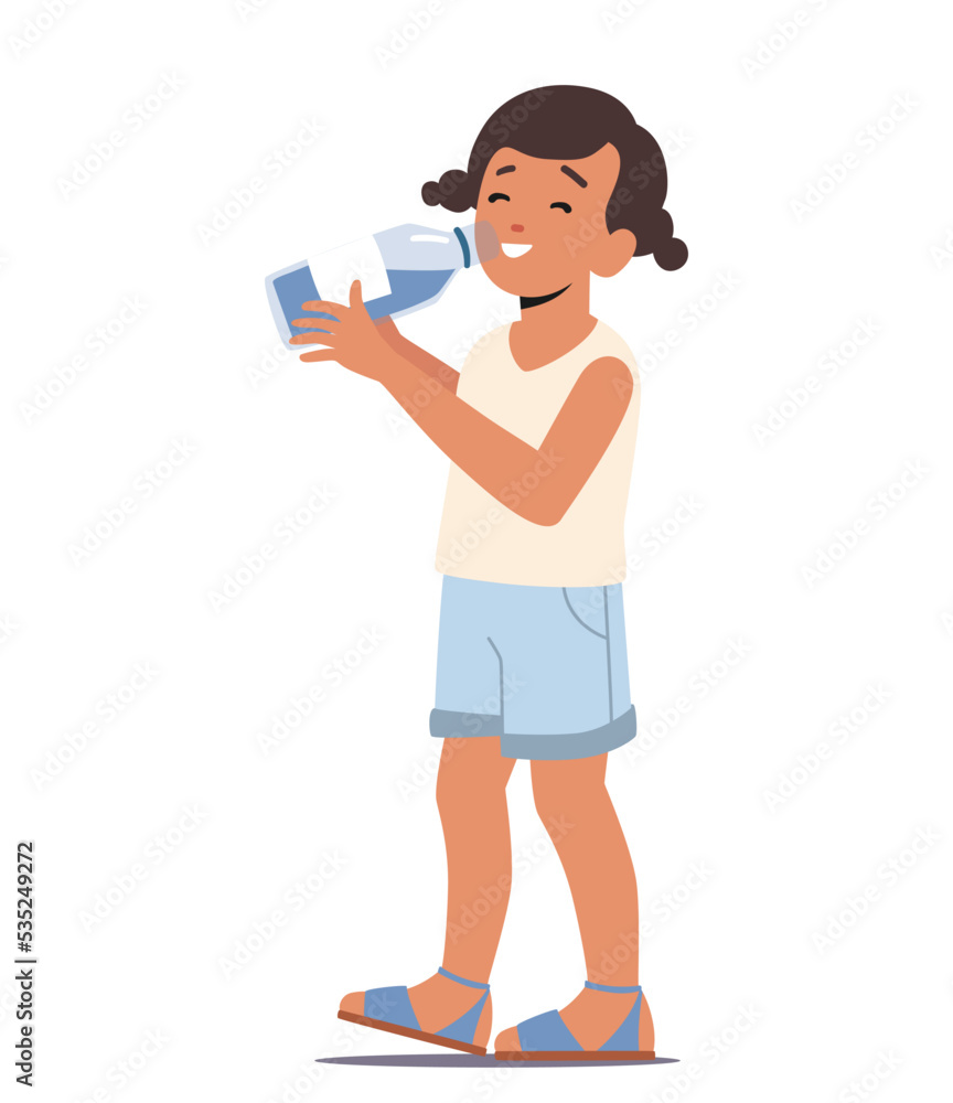 Baby Drinking Clean Water. Little Child Character With Glass In Hands Enjoying Fresh Aqua Drink, Healthy Refreshment Baby Drinking Clean Water. Little Child Character With Glass In Hands Enjoying Fresh Aqua Drink, Healthy Refreshment