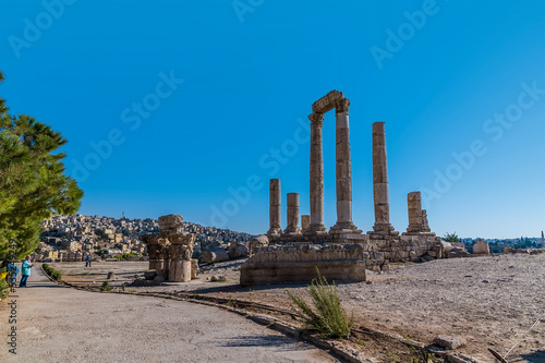 A view along a path past the Temple of Hercules in the citadel in Amman  Jordan in summertime