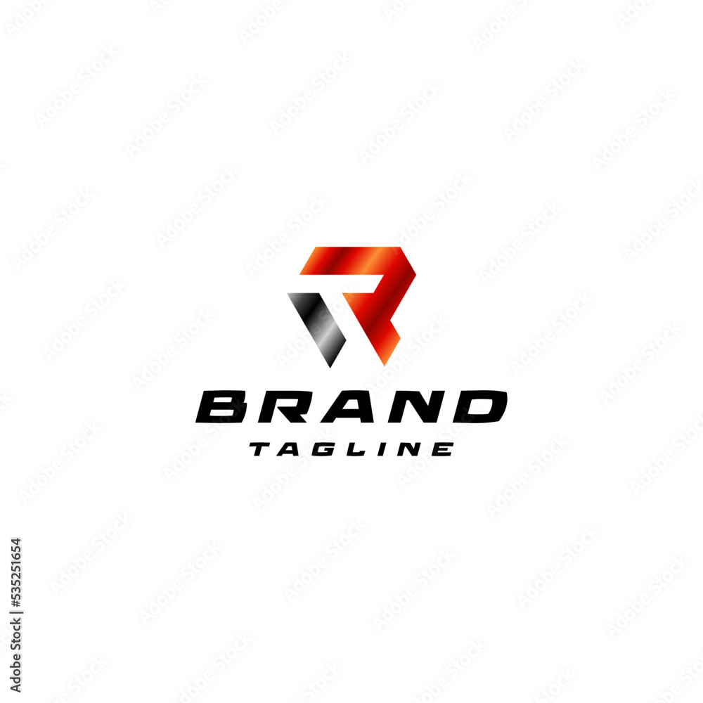 Simple Geometric Initial Letter TR. Letter T inside negative space of letter R. Simple Geometric Initial Letter TR. Letter T inside negative space of letter R.