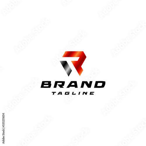Simple Geometric Initial Letter TR. Letter T inside negative space of letter R.