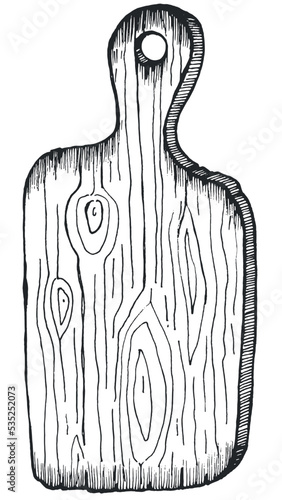 Drawing of a cutting board for the kitchen. Kitchenware.