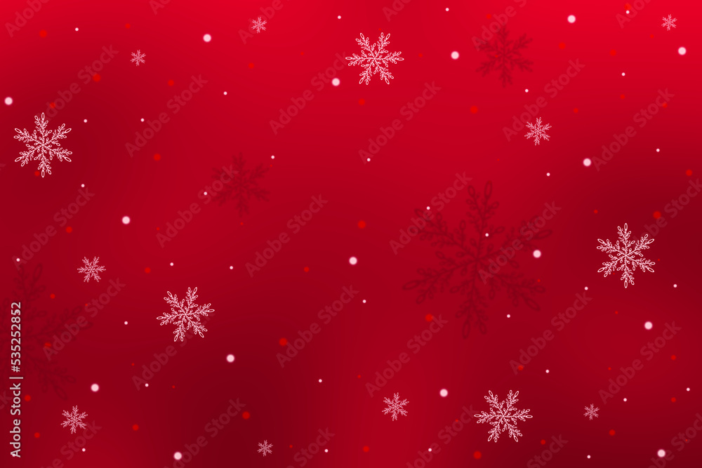 Red christmas background with snowflakes.