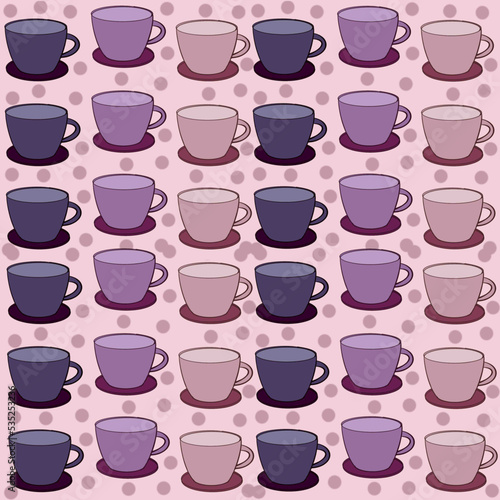 seamless pattern with cups and saucers