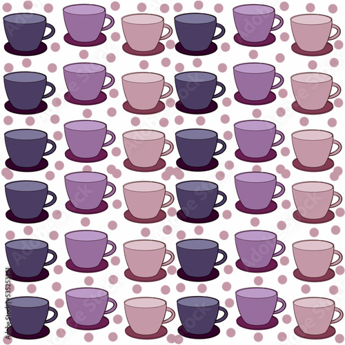 Wallpaper Mural seamless pattern with cups and saucers Torontodigital.ca