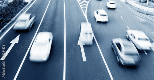 Motion blur of car traffic on the road