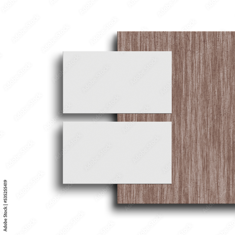 Minimal vertical business card on wood mockup Minimal vertical business card on wood mockup