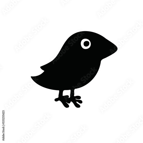silhouette animal cartoon little bird sparrow, jackdaw vector illustration