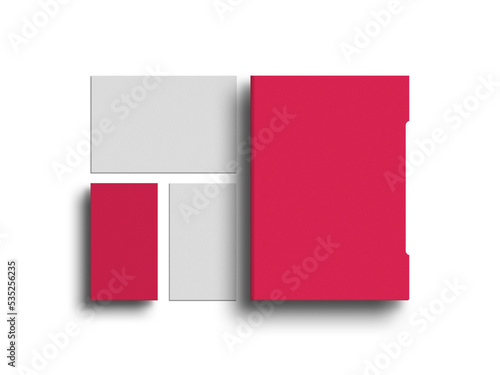 Free Download Red a4 document with business card stationery mockup - GFXLoad