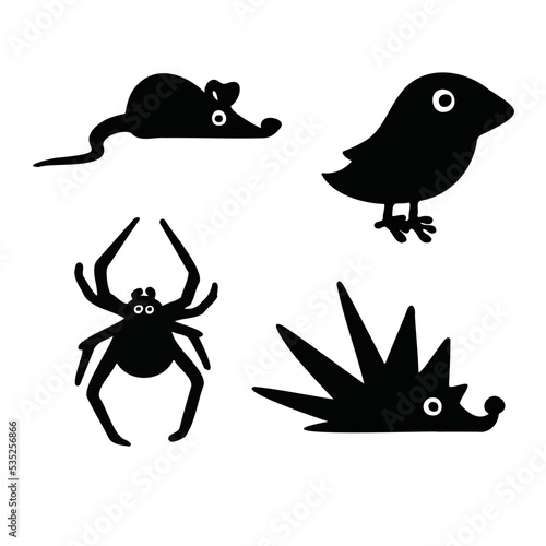 Fototapeta Naklejka Na Ścianę i Meble -  cartoon silhouette set of domestic and farm animals vector illustration